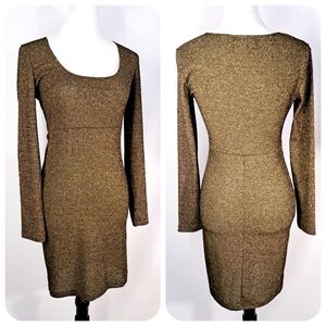 NWT Urban Outfitters Women Hazel Sparkle Mini Bodycon Dress Black Gold Metallic